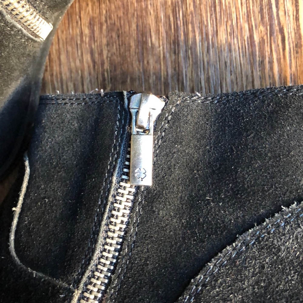 Lucky brand black suede double zipper ankle boots - Picture 8 of 9